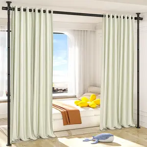 Room Divider Curtain Rod, No Drilling Privacy Room Separator for Space Partition, 4-10.5ft(H) 29-73"(W) Adjustable Heavy Duty Floor to Ceiling Wall Divider Tension Rod for Room Separation, Black,cool stuff for room shower curtain