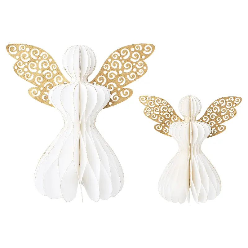 [Christmas gift] 2-Pack White Paper Angels for Christmas Tabletop Decor