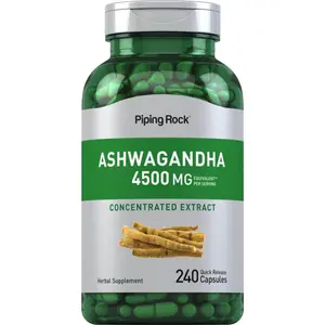 Piping Rock Ashwagandha Supplement 4500mg | 240 Capsules | with Black Pepper Extract | For Women and Men | Extra Strength Herb Root | Non-GMO & Gluten Free