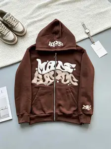 Y2K Retro Star And Letter Printed Full zipper Hoodies，Spring Autumn Harajuku Women And Men Fashion Hip Hop Long Sleeve Hooded ，Avant-Garde - Street Casual Spring/Fall Loose Zipper Pocket Patched，Autumn and Winter Gothic Coat preppy style