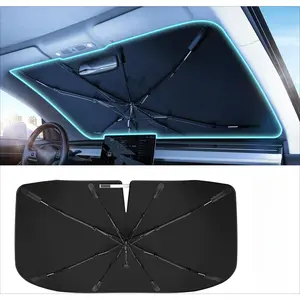 [2025 Upgrade] Windshield Sun Shade Umbrella - [Vinyl Coating Heat Shield] Protect Car from Sun Rays & Heat Damage Keep Cool and Protect Interior, Spring Structure Edge Medium (56" L x 31" W)