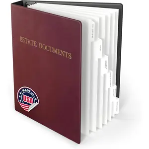 Estate Planning Binder with Pre-Labeled Tabs, 1.5-Inch Angle D s, Faux Leather, Bonus Sheet Protectors - for Organizing Wills, Trusts, Powers of Attorney (Burgundy)