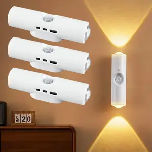 Smart LED Wall Lamp with Motion Sensor | RGB Gradient Ambient Lighting,Dimmable Wall Lamp,Magnetic&Stick-On Design,Convenient,Long-Lasting Battery,Perfect for Indoor Ambient Lighting,Magnetic Step Lamp,Bedroom,Stairs,Hallway,Desk&Entryway USB Rechargeable