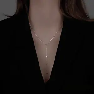 925 sterling silver 14K gold finish - round bead tassel necklace