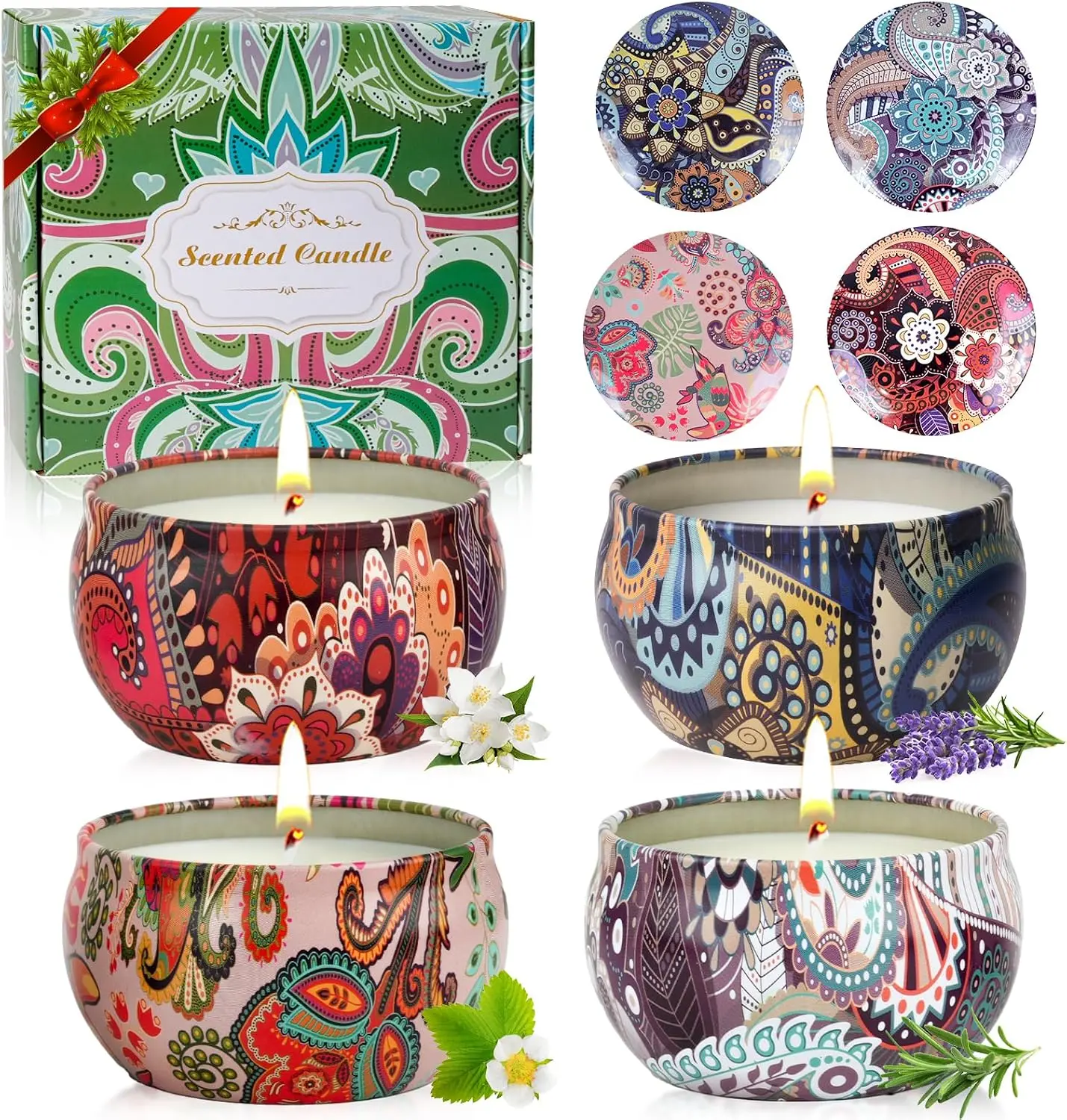 4 Pack Scented Candles Gifts for Women 10oz Home Scented Candles 100Hours Aromatherapy Candle Gifts Set Soy Wax Candles for Christmas Day, Birthday, Mothers Day, Valentine's Day