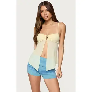 Edikted Women's Reeve Split Front Sheer Mesh Top