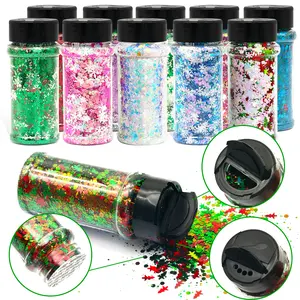 Holographic Chunky Glitter 24-Colors Craft Glitter for DIY Resin Crafts Slime Tumbler Jewelry Making，Cosmetic Glitter for Body Nail Face Eye Hair Nail Lip Makeup Festival Party Shimmer Multicolor