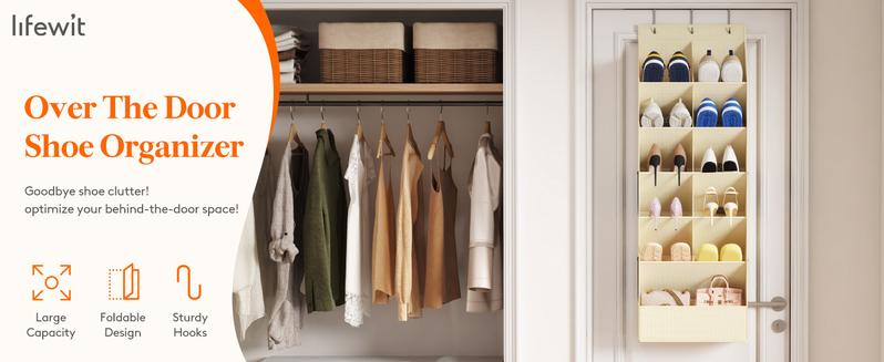 Lifewit Over the Door Shoe Organizers, Hanging Shoe Rack with 11 Pockets, 5 Layers Shoe Holder for Closet Door Storage Lifewit Over the Door Shoe Organizers, Hanging Shoe Rack with 11 Pockets, 5 Layers Shoe Holder for Closet Door Storage