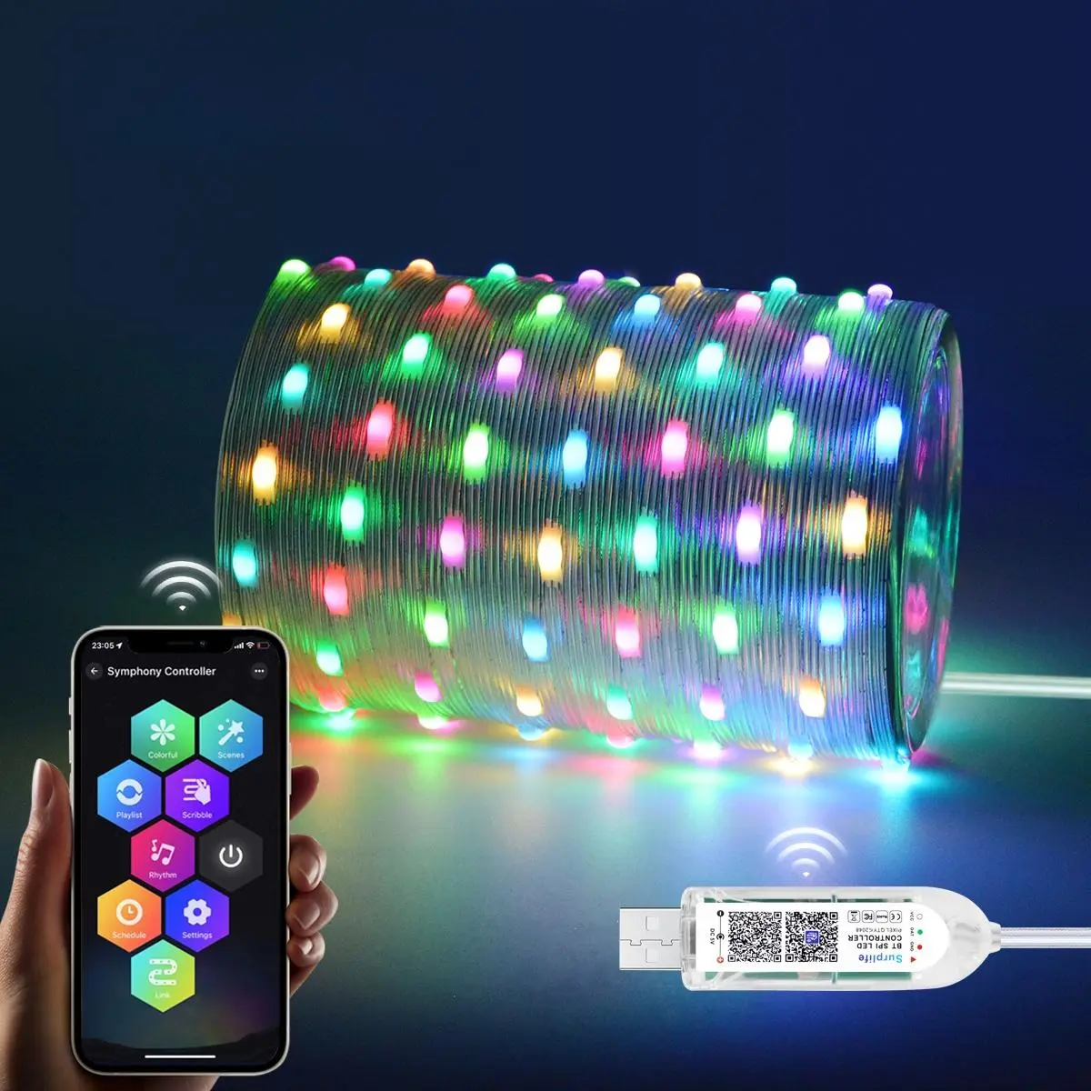 Rgbic Color Changing LED String Lights, Christmas Tree Decorations, Party Lighting Decoration, Waterproof, Battery Operated, Indoor Outdoor Garden Camping Light, Led Lighted