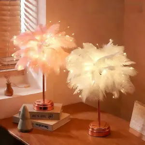 80LED Feather Lamp- Handmade DIY Dual Power (USB + Battery Box)| Romantic Warm Table & Night Light| Bedroom/Living Room/Dorm/Proposal/Wedding/Party Decor| Ideal Gift for Her/Mother's Day/Valentine's/Birthday, Glowing LED Lights