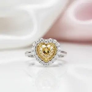 1.5 Carat Halo Heart Shaped Yellow Sapphire Engagement Ring