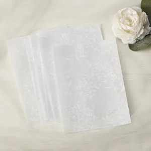100 Pack Pre-Folded Vellum Jackets for 5x7 Invitations – Elegant Gift Wrapping Paper – White Design – Perfect for Weddings, Arts & Crafts
