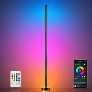 RGBIC Corner Floor Lamp – Color Changing LED Standing Lamp with Smart App & Remote, Music Sync, Timer & Stepless Dimming for Bedroom, Living Room & Gaming Room Decor