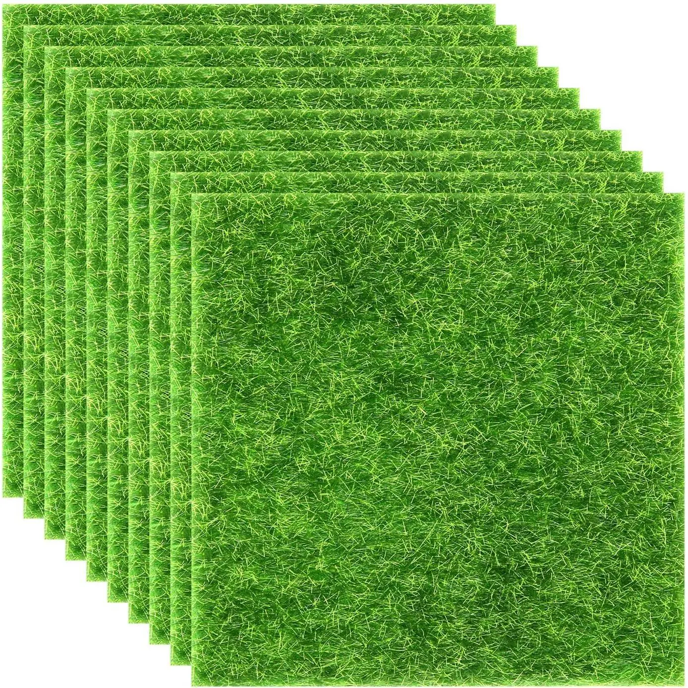 10 count  Grass for Crafts - 6 x 6 Inches Artificial Garden Grass for Fairy Garden, Miniature Ornament, Dollhouse DIY Decoration