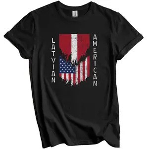 Latvian American Flags Ripped Torn Latvia T-Shirt