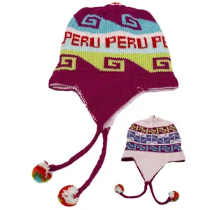 NWT Peru Peruvian Alpaca Trendy Handmade Soft Knit Reversible Chullo Beanie Hat