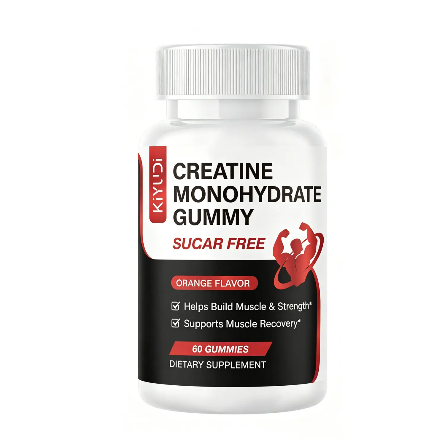 KIYUDI Creatine Gummies with BCAAs, 2000mg Creatine Monohydrate per Serving, Sugar-Free Orange Flavor, Pre & Post Workout Support, 60 Gummies