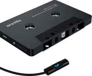 Bluetooth.Cassette to Aux Adapter for Car, Tape Audio Adapter, HandsFree Call, Charcoal Black