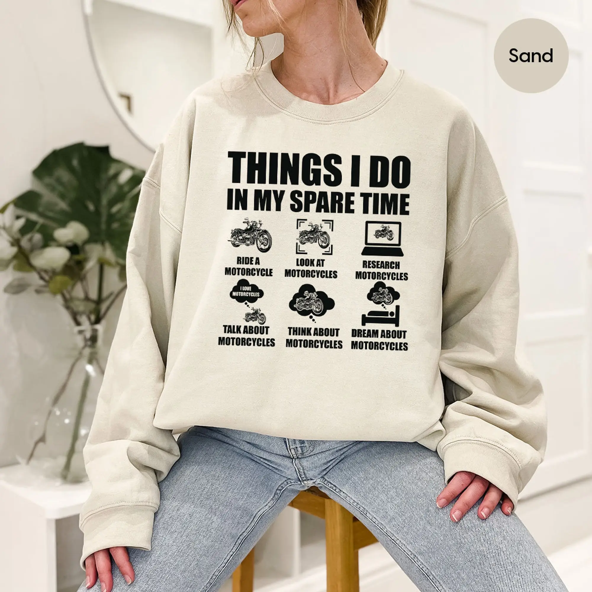Motorbike Shirt, Gifts for Biker Dad, Motorcycle Sweatshirts, Motorcycle Racing Crewneck Sweatshirt Cotton Fabric