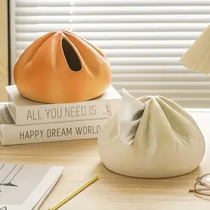 Bread Tissue Box Cute High-Value Ins Cream Style Creative Croissant Bread Bun Bagel Ceramic Napkin Box Home Living Room Bathroom Dining Room Table Coffee Table Centerpiece Dressing Table Ornament Storage Tissue Box