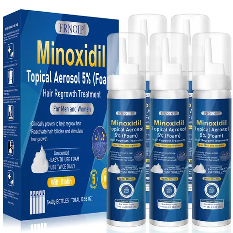 Men's 5% Minoxidil Hair Growth Foam with Biotin - Gentle, Scalp-Safe, Hypoallergenic Hair Fall Help Haircare Product for Thicker, Fuller Volume Fast Regrowth, 5-Pack Root Growth Booster (Unisex Adults' Use)