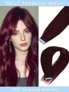 Real Hair Extension Pieces, Natural Fiber, High-Quality Color, Elastic Thread Glue, 12-24 Inches, 20 Pieces, Multiple Lengths Available