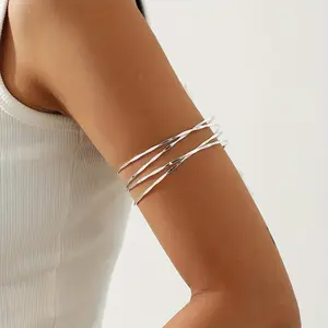 1pc Simple Style Iron Arm Cuff, Summer Vacation Party Accessory, No Plating Metal Wire Design