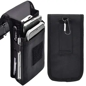 8in 1pc Black Waist Bag With Convenient Buckle, Large Smartphone Holder, Multi-Purpose Tactical Cell Phone Case, Outdoor Sports Fanny Bag For Work, Hiking, Camping, Barbecue, Bum Bag