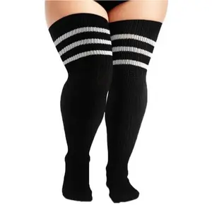 Plus Size Thick Thigh High Socks for Thick Thighs- Extra Long Striped Over the Knee Halloween Socks Leg Warmers
