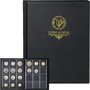 Pockets Coin Album 120 Coin Collecting Book with 10 Pages 45x43 mm Grid Holder Pounds