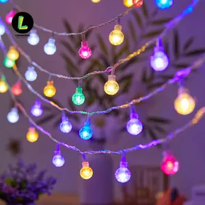 Colorful Sparkling Crystal Ball String Lights LED Lights String Lights Gypsy, Small White Ball Solar Outdoor Camping Night Market Ambient Lights with Bubble Balls