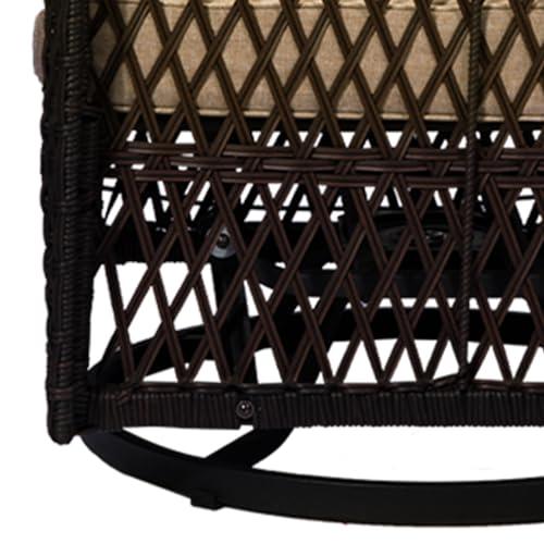 GARVEE 3 Pieces Rattan Swivel Rocking Chair Outdoor, Patio Bistro Conversation Furniture Set, Wicker Chair with Cushions and Table