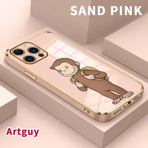 Luxury Electroplated TPU Phone Case for iPhone 15 Pro Max 16 14 Plus 13 12 11 Monkey's School - Day Classic Straight Design Ultra Thin Soft Smartphone Cover
