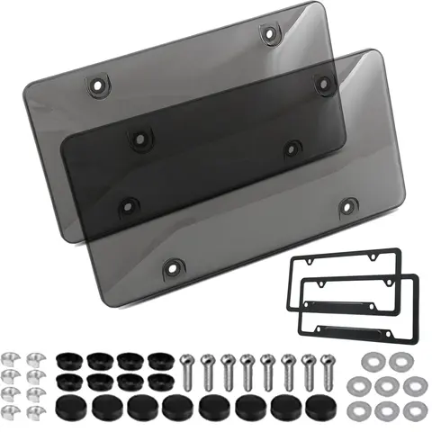 2 Pack License Plate Frames Stainless Steel Universal Fit for US Vehicles 4 Holes Design Does Not Block Plate Information