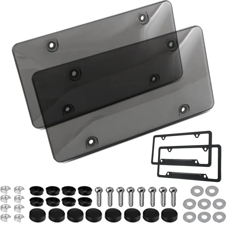 2 Pack License Plate Frames Stainless Steel Universal Fit for US Vehicles 4 Holes Design Does Not Block Plate Information