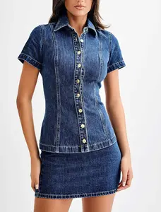 Dark Denim Button Down Set