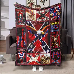 Eagle and Flag Print Flannel Blanket, Comfortable Sofa Throw, Dormitory Blanket, Air Conditioning Blanket, Perfect Holiday Gift