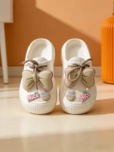 Women's Thick Sole Elevator Slippers with Flower Bow Design, Anti-Slip Lightweight Garden Sandals For Spring&Summer, DIY Accessories