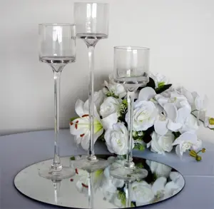 Pedestal Hurricane Candle Holder Set of 3 (12", 14", 16"H) CX1005