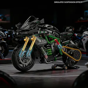 Kawasaki H2 Motorcycle Mechanical Assembly 1:8 Scale Giant High-Difficulty Toy Model for Boys & Girls Collectible with Simulated Suspension Effect Rc Supercar Kit