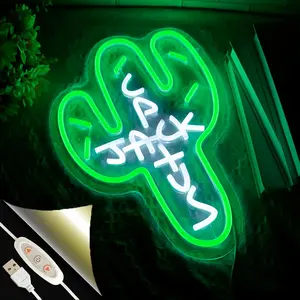 LED Light Cactus Jack Neon Sign, Dimmable Cactus LED Neon Sign, Wall Art Rap Talk West Coast Hanging Light Sign, Sign Decorative Light Background Neon Sign, USB Neon Sign, Creative led Neon Sign, Home Bar Bar Party Man Hole Game Room Decoration Gift