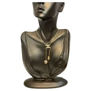 Pre-owned CHANEL Vintage Rhinestone CC LOGO 5 & 19 Pendant Necklace