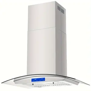 Island Range Hood 30 inch 700 CFM, Ceiling Mount Kitchen Vent Hood Stainless Steel Ducted/Ductless Convertible Extractor Stove Exhaust Fan, YY0275 Appliance Household Durable Metal