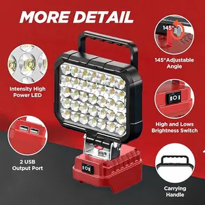 Adjustable LED work light, portable hand-held lamp, semi-recessed installation, with two brightness levels. Suitable for decoration, automobile maintenance, outdoor fishing and emergency lighting (battery not included)