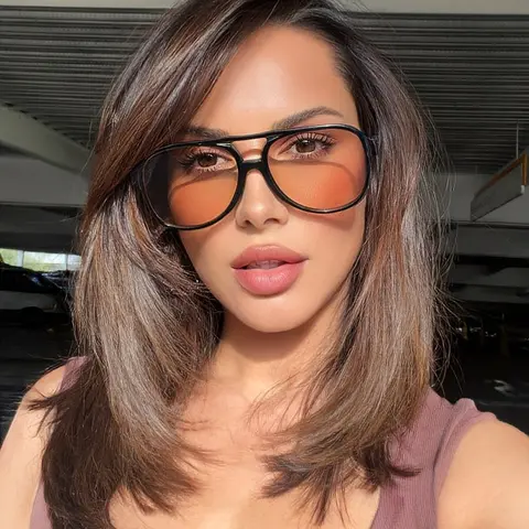 LAST CHERRY Women's Oversized Plastic Aviator Shades - High Quality Sunglasses, Tinted Lenses Sunglasses, Anti-UV Protection, Bold & Chic Style, Eye Fashion Accessories for Casual & Formal Events