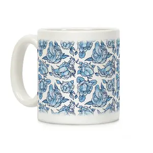 Floral Blue Ceramic Coffee Mug – Elegant Printed Drinkware with Easy-Use Handle – Funny and Stylish Coffee Cup