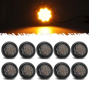 Partsam 10Pcs 2.5 inch Smoked Lens 13LED Side Marker Clearance Lights with Pigtail and Grommets for Trailer Semi-trucks Flatbeds Box-Truck Utility-Trailer