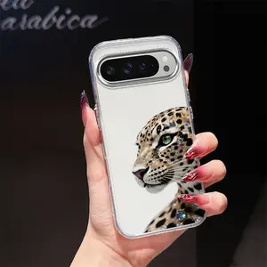 Jeweled Gem Leopard Cat Phone Case Suitable for Google Pixel 9 Pro XL/10 Pro XL/9 Pro 5G/8 Pro/8/8A, Electroplated Camera Cutout for both men women Soft TPU Cover