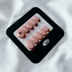 TLDRChipped Social NFC Press on Nails Microchip Manicure Tortoise Shell French Tip Natural Cute Acrylic Nail for Social Sharing NFC Chip Pre Installed Free App Included