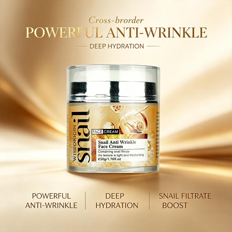 WISEORIGIN Snail Anti-Wrinkle Face Cream, Fades Fine Lines, Tightens Facial Contours, Hydrating Daily Moisturizer, Ideal Gift(50g) Skin Repair Hydrate Moisture Moisturizing